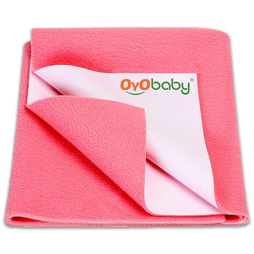 Image of OYO BABY Waterproof Mattress Liner 72x36 Inch Single Bed Size | Quick Dry, Extra Absorbent Mattress Protector | Multi-Age Use | Breathable, Soft Fabric | Reusable and Durable - Salmon Rose