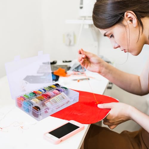 Image of Embroidery Kit with 50 Colors Embroidery Floss Set and Cross Stitch Tools in Clear Storage Box for DIY Craft Projects and Beginner Cross Stitch Starter Kit