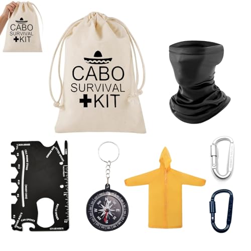 UZYXC Wundertüte für Erwachsene mit Survival Kit - Erste Hilfe Set Wandern Kompakt, Atemschutzmaske Karabiner Reisebesteck, Premium Geschenk für Wanderer, Notfallausrüstung Outdoor