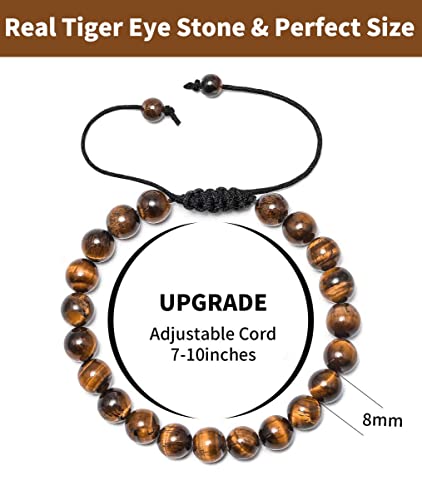 Lownour Bracelets For Men 5Pcs Tiger Eye Mens Bracelet Gifts For Men Handmade Adjustable Lava Rock Stone Mens Beaded Bracelets #TOP4