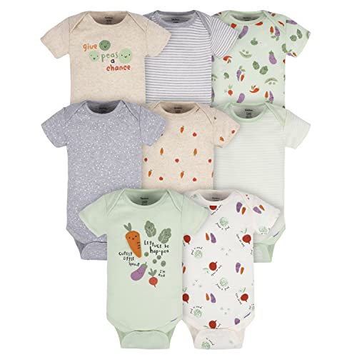 Gerber Baby Boys & Girls 8-Pack Short Sleeve Onesies Bodysuits, Happy Veggies, 3-6 Months by Gerber - Used condition - US$22.95