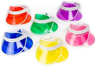 Bramble - 12 Unisex Assorted Neon Sun Visor Hats - Sport, Pub Golf & Fancy Dress