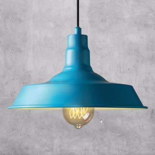 Lámpara de techo colgante de 46cm con acabado industrial azul café para inicio al aire libre