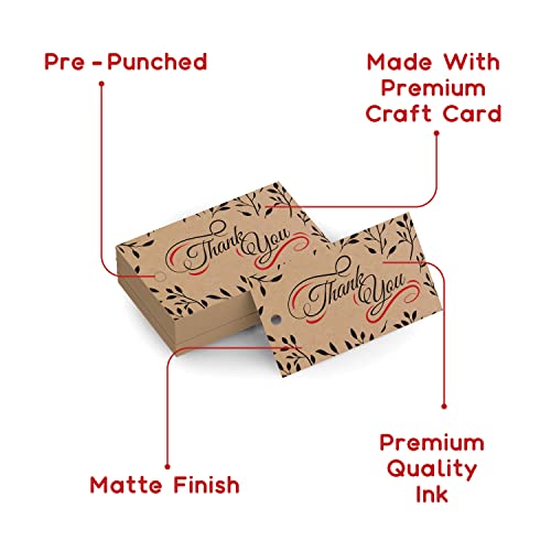 Image of Clickedin - 50 Pieces Kraft Paper Brown Thank You Cards and Tags for Small Business Packaging