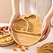 Suction Plates for Baby & Toddler, Bamboo Divided Platter Feeding Dishes with Silicone Fork& Spoon, All-Natural Baby Food Plate Stays for Baby-Led Weaning, Non-Slip Design