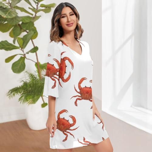 Robe imprimée V Line crabes motif graphique géométrique rouge