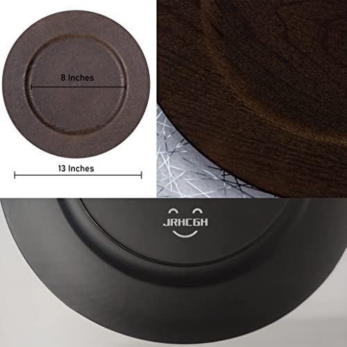Jrhcgh 13" Round Faux Wooden Plastic Plates, Brown Antique Charger Plates Bulk Wedding,Charger & Service For Dinner Plates Elegant Decor Place Set Of 6 (3312-04C) #TOP6