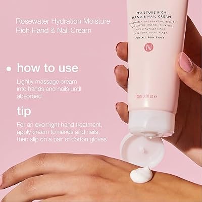 Natio Australia Rosewater Hydration Moisture Rich Hand and Nail Cream, 3.4 ounce - Soothing, Softening Hand Cream - Hand Lotion for Dry Cracked Hands