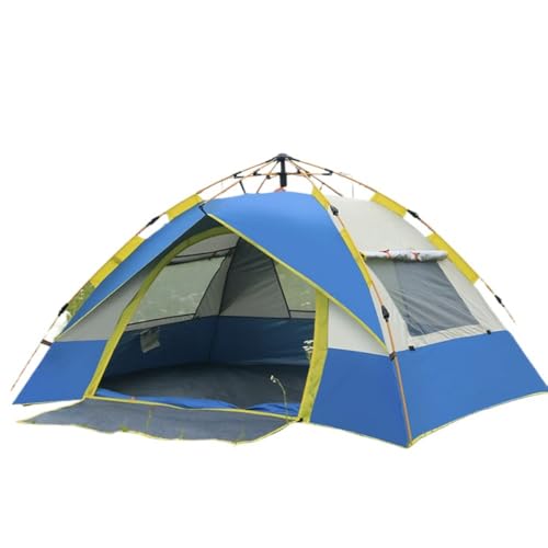 JoyeeLii ワンタッチテント 3人用 防水 数秒設営 大空間 テント 一門の三窓 紫外線防止 防虫換気 防風 防災用 お花見 運動会 登山用 (ブルー,3~4人+防湿マット)