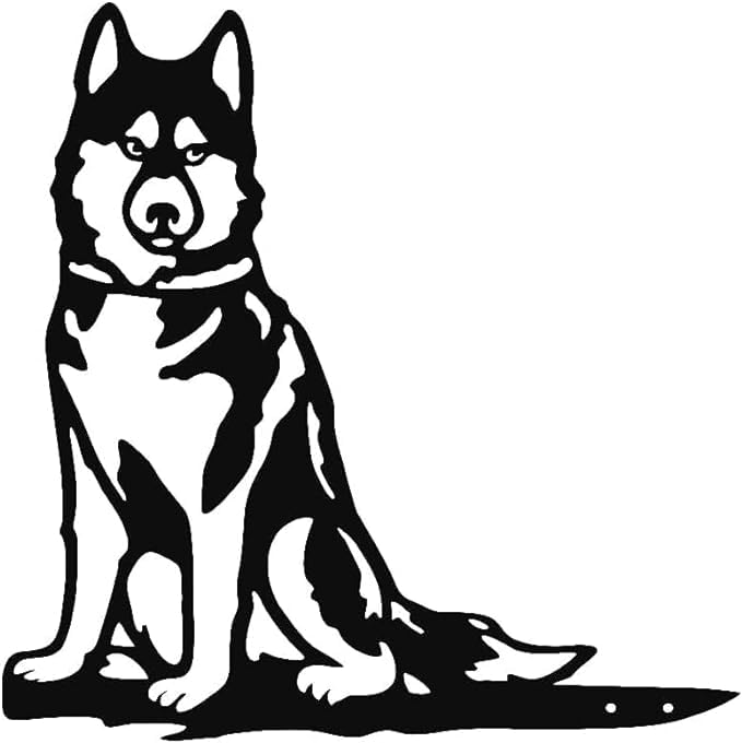 blind shop Adorable Dog Stake Decoration Yard Garden Outdoor Metal Art Dog Silhouette Decoration Steel Dogs Statue Adorable Ornament Gift Contour Black Dog (Husky)-image-9