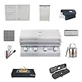 Lion Premium Grills | BBQ Gas Grill Bundle | 32 Inch Grill Package 1 (Natural Gas), Door & Two Drawers Combo, 4.5 Cubic Refrigerator with Vent, Rubber Mat, Grill Cover and More