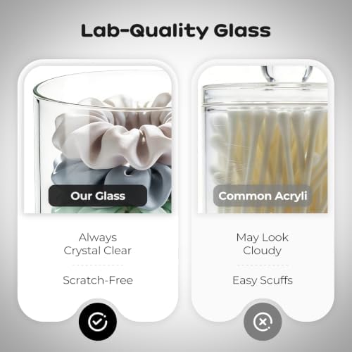 Glass Qtip Holder Dispenser, 10oz Apothecary Jar with Wood Lid, 2 Pack - 2