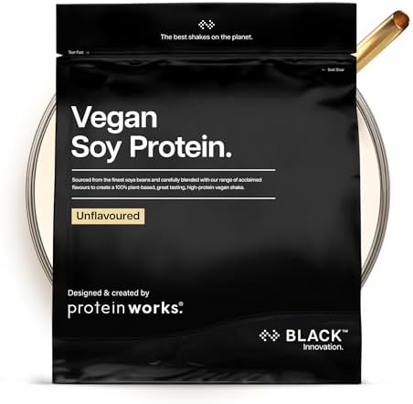 Protein Works | Veganes Soja Protein - Black, Geschmacksneutral, 500g | Soja Isolat Eiweißpulver, Veganes Protein Pulver, fettarm, ohne Zuckerzusatz, 27g Protein, 100 % pflanzlich,