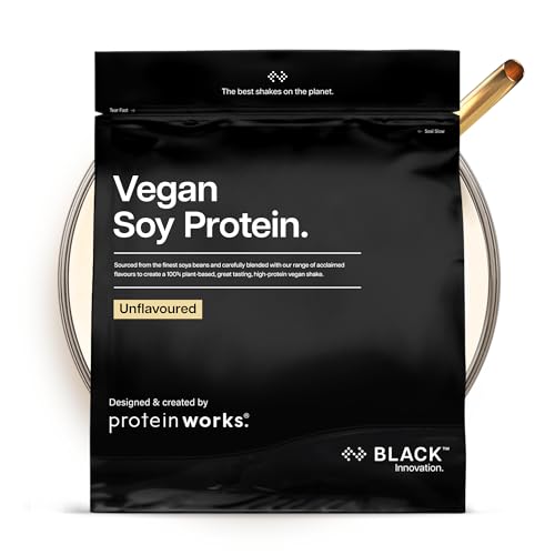 Protein Works | Veganes Soja Protein Pulver – BLACK Innovation, Soja Isolat Eiweißpulver, fettarm, ohne Zuckerzusatz, 100% pflanzliche Ernährung, Ohne Aroma, 16 Portionen, 500g