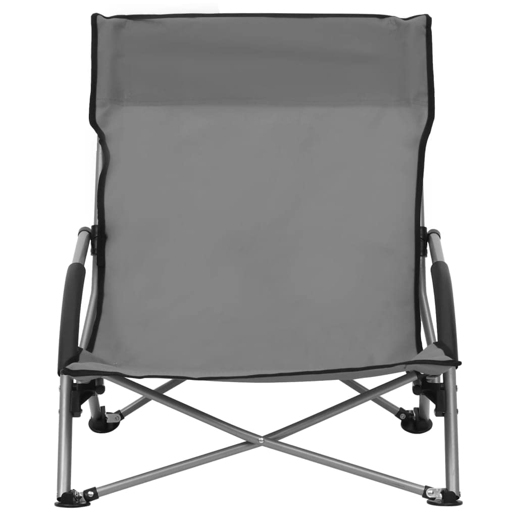 Klappbare Strandstühle 2 STK. Grau Oxford-Stoff, Campingstühle leicht klappbar für Strand, Stabiler Stahlrahmen, bis 110 kg belastbar
