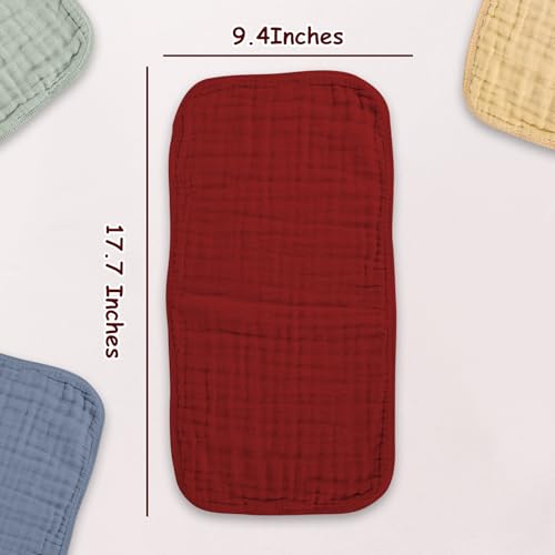 Muslin Solid Burp Cloths 100% Cotton Large 18''x10'' Extra Soft and Absorbent Multifunctional 6 Pack Baby Burping Cloth for Unisex Boys Girls (Red)4