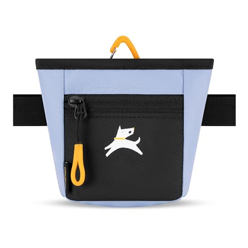 OllyDog Goodie Treat Bag Dog Treat Training Pouch | Magnetic Closure | 3 Ways to Wear | Hands-Free Waist Belt | Water-Resistant Recycled Vegan Fabric (Blue Heron)