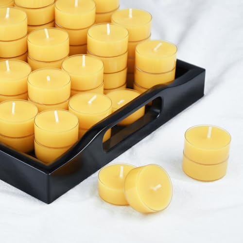 Telosma TBDIYA2100 100 Pack Pure Beeswax Tealight Candles thumb #5