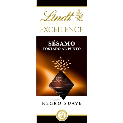 Lindt Chocolate EXCELLENCE chocolate negro con sésamo, tableta de chocolate puro, chocolate negro aromático, extrafino, cacao con toque a sésamo