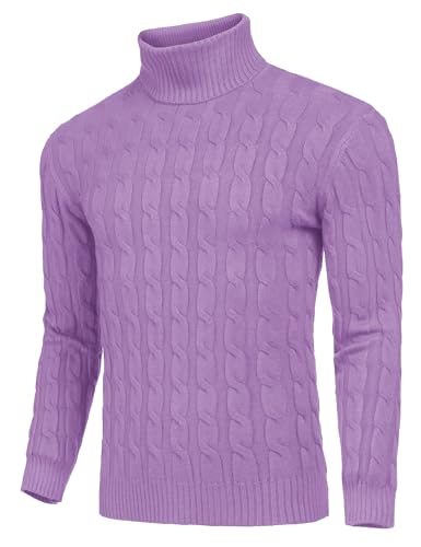 Image of COOFANDY Men's Slim Fit Turtleneck Sweater Casual Twisted Knitted Pullover | Turtleneck Design, Cable Knit Texture with Ultra Stretch, Slim Fit Thermal, Business Casual Office Wear, Fall Winter Clothing