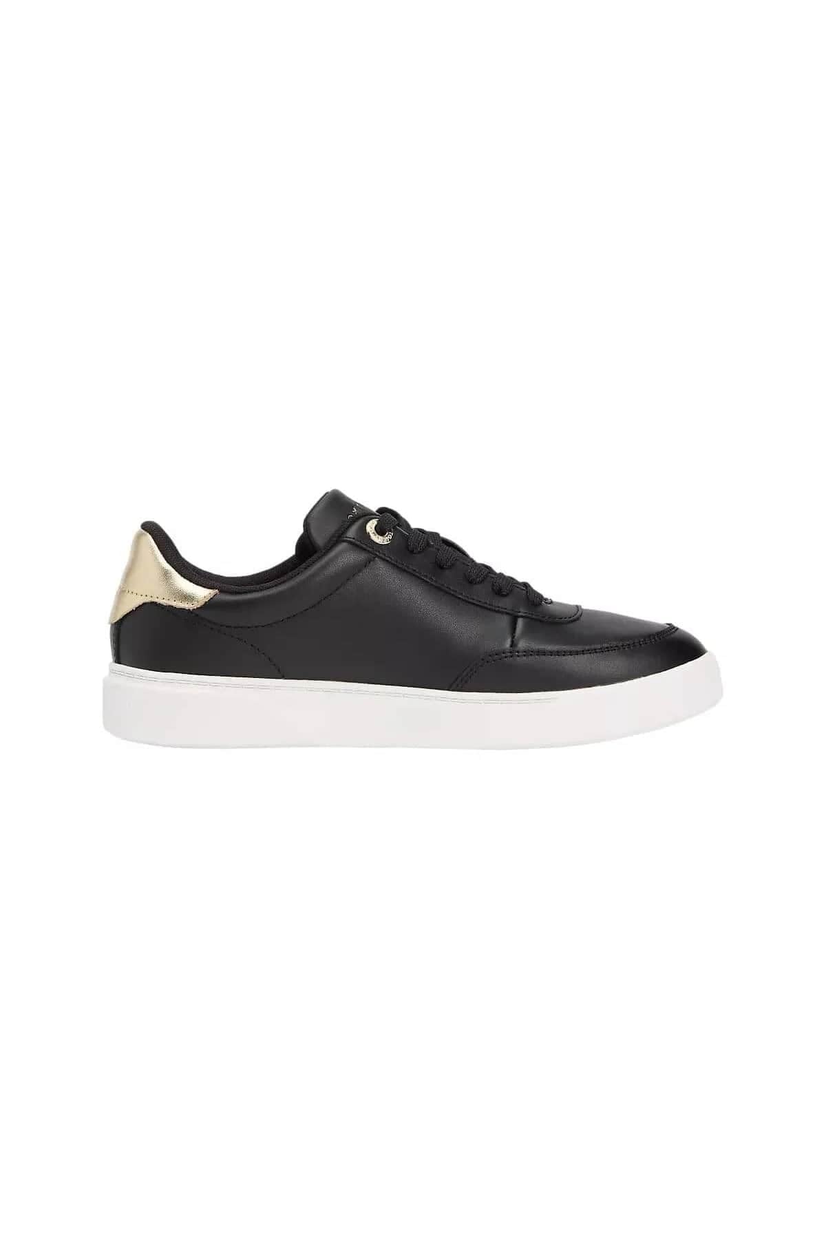 Tommy Hilfiger Damen Cupsole Sneaker Essential Chic Court aus Leder, Schwarz (Black), 37
