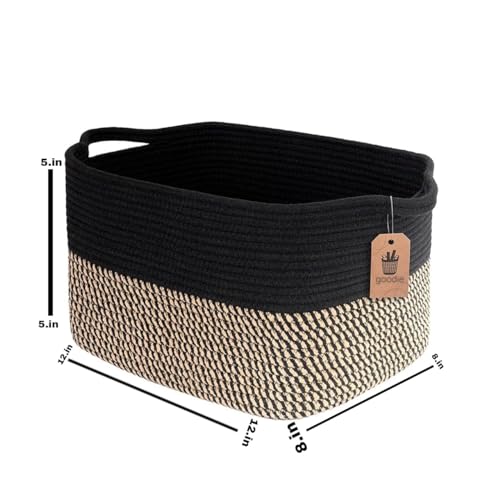 Image of GUDDE Cotton Rope Woven Storage Basket for Toys, Laundry & Blankets | Nursery Organizer Bin | Dog Toy Basket | Decorative Gift Hamper | Jute Style Home Storage (12 x 8 x 5)