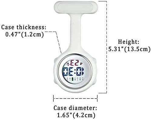 Avaner Digital Nurse Watch, Silicone Fob Watch, Pin-on Brooch Lapel Watch, Hanging Pocket Watch with Detachable Case