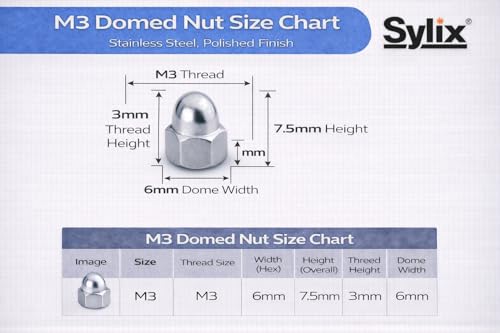 Image of SYLIX 3MM Stainless Steel Hex Dom Nut (10 PCS)