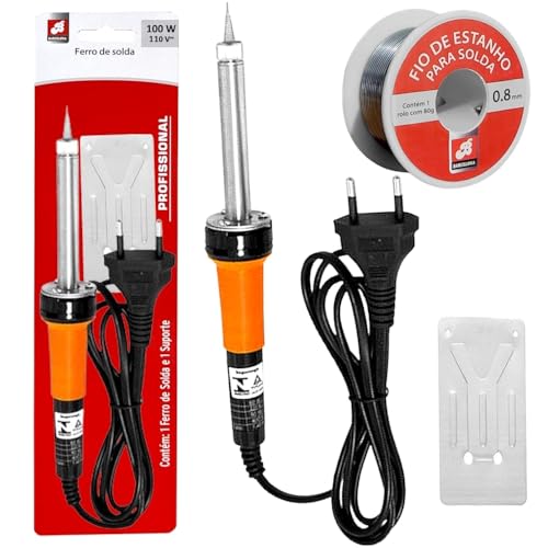 Kit Ferro de Solda Profissional 100w 110/127v Com Suporte + Estan...