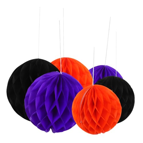 Zerodeko 6 Piezas Bolas Panal para Fiesta Colores Vibrantes Decoraciones Colgantes Reutilizables para Halloween Festivos