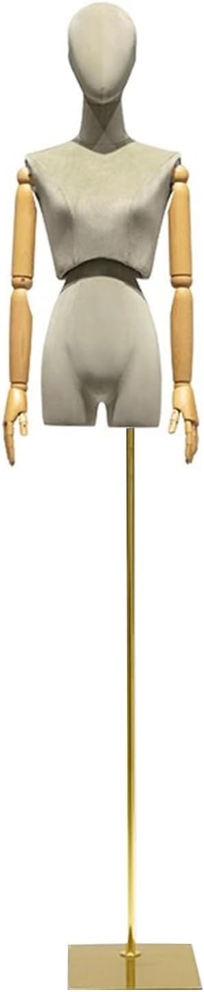 CONGRUI Clothing Store Showcase Female Body Retail Mannequins Velvet Torso Adjustable Height 83 96 in Manikin Detachable(Green Gold)