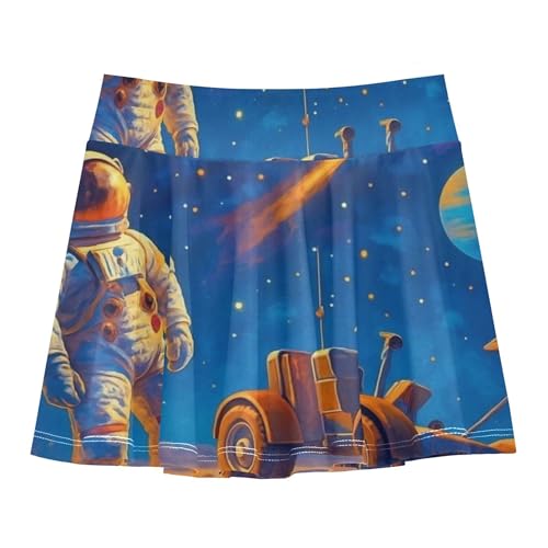 Astronaut Lunar Moons Surface Tennis Skirts for Kids Clothes Athletic Shorts Girls Skorts Little Girl 4t