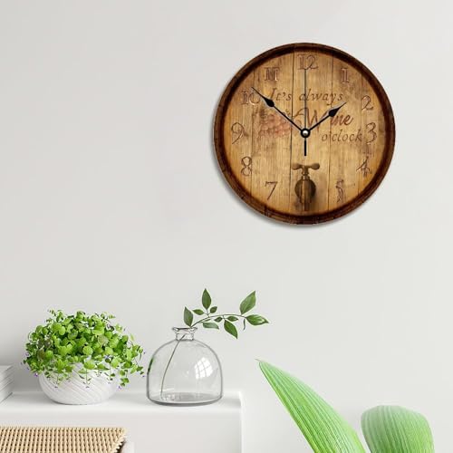 Reloj de pared de madera 10 pulgadas silencioso y sin marco miniatura 6
