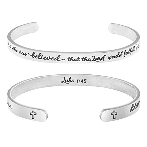 Memgift B07JL3C3LY Bracelets For Women Inspirational Christian Cuff Bangle Religious Christmas Jewelry Gifts cover