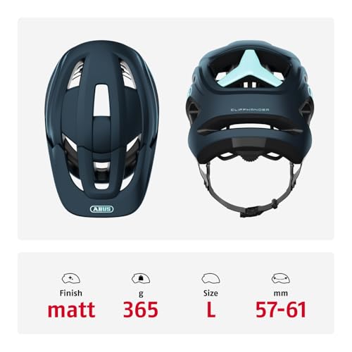 Abus Casco Da Mtb Cliffhanger - Casco Da Bici Per Percorsi Impegnativi - Con Ampie Aperture Di Ventilazione E Fibbie Trivider - Per Uomo E Donna - Blu, Taglia L - 3