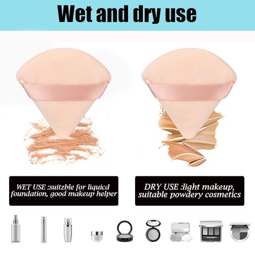 Image of INOVERA (LABEL) 6 Pieces Powder Puff Face Makeup Sponge - Loose Foundation Blending Sponges Set - Triangle Shape Beauty Blender Tool for Wet & Dry Powders (Nude)