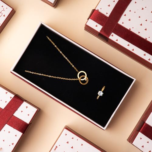 Image of SALTY Anti Tarnish Fancy Loving Gift Box | Necklace, Earrings & Bracelet Jewellery Set for Women | Stylish Minimal Jewelry Sets | Modern Design Aesthetic Accessories | Ideal for Gifting | Gift for Diwali, Christmas, Marriage, Birthday