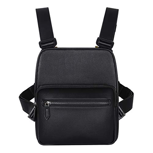 Leather Chest Rig Bag For Men, Unique Fashion Chest Bag For Men Hiphop Street Style Chest Pack Utility Harness Chest Vest Pouch For Travel (Black)