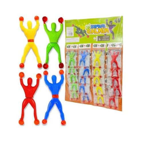 Kit 20 Un Boneco Homem Geleca Ninja Gruda Parede - Cartela