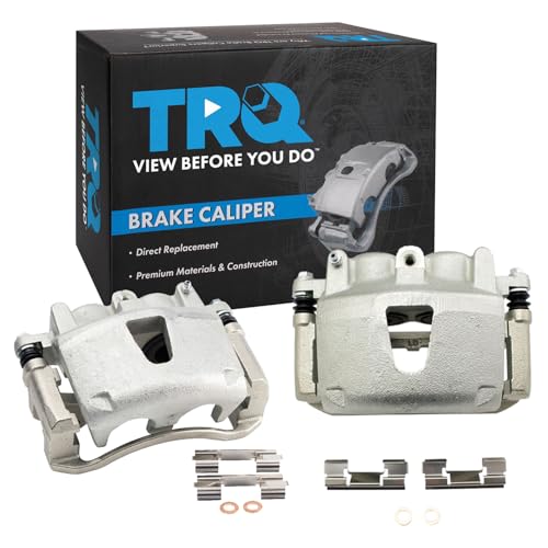 Image of TRQ Front Brake Caliper Set Zinc Coated Brackets Hardware Compatible with 2005-2010 Jeep Grand Cherokee 2006-2010 Commander