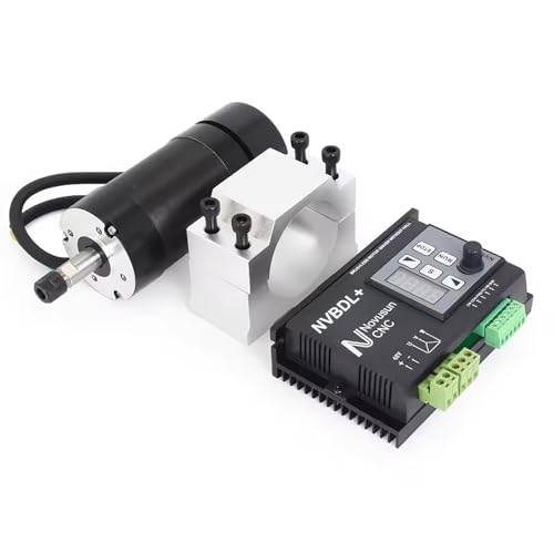 RATTMMOTOR Kit CNC 400W con raffreddamento ad aria, motore a mandrino senza spazzole ER8 12000 giri/min 48V + motore senza spazzole da 600W con driver LCD senza cella + supporto da 55 mm con viti per