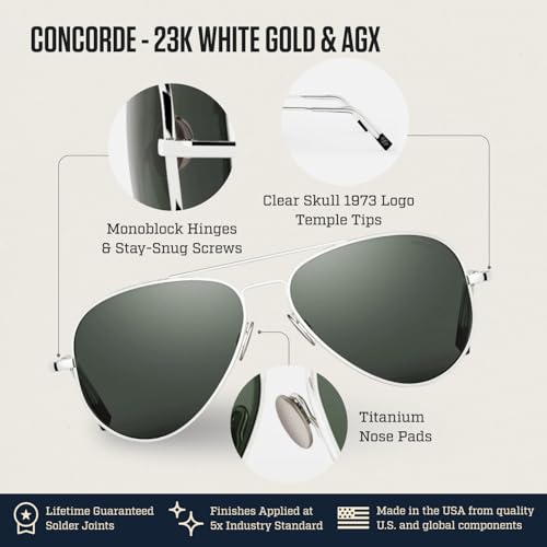 Image of Randolph Eyewear Concorde Aviator Sunglasses for Men and Women - Non-Polarized & Polarized Aviator Sunglasses Made to Last