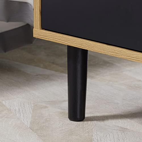 HOMCOM Bedside Table Cabinet Storage Chest with 2 Drawers Nordic Style for Bedroom Living Room Black