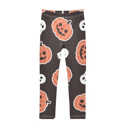 Pumpkin Skeleton Girls Leggings,Workout Leggings for Girls Toddler Athletic Legging Size for 3-10T