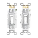 Baomain 2-Pack 15 Amp Toggle Light Switch, 3-Way, Residential/Commercial Grade, On/Off Switch, Glossy White, UL Certified