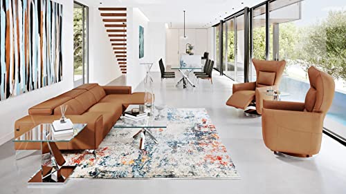 Modern Cortez Coffee Table Oversized 51 Inch - Clear Glass With Polished Stainless Steel Base #TOP3
