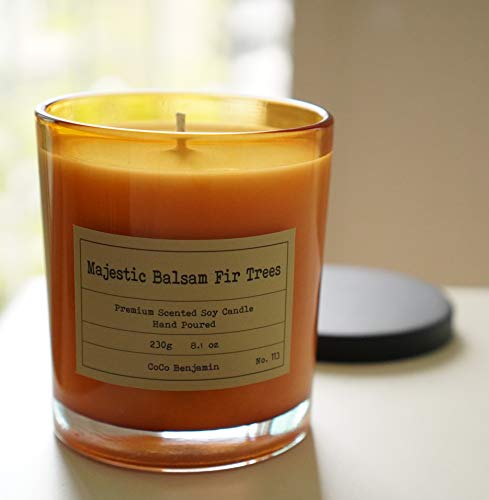 100% Soy, Highly Scented, Hand Poured Soy Candle, 8.1 Oz (Majestic Balsam Fir Trees) #TOP1