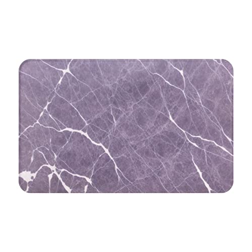 Purple Marble Print Living Room Bathroom Kitchen Anti Slip and Absorbent Carpet, Indoor Entrance Door Muddy Floor Mat, Ultra Soft Washable Carpet 21x31.5 Inches