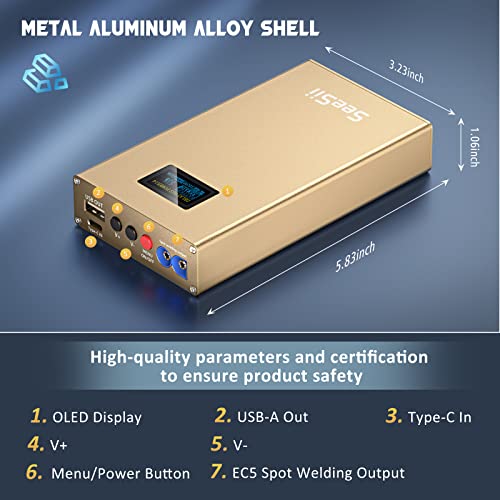 2022 Upgraded Mini Spot Welder, Seesii 20 Gears Enhanced Portable Spot Welding Machine With Lcd Screen, Built-In 10600Ma-H Battery, Spot Welding Pen & 2 Nickel Sheets For Battery Plate Welding #TOP7