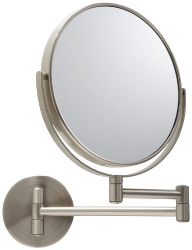 Jerdon 8-Inch Two-Sided Swivel Wall Mount Mirror - Makeup Mirror with 5X Magnification & 13.5 inch Wall Extension - Nickel Finish - Model JP75010N - Thumbnail 2